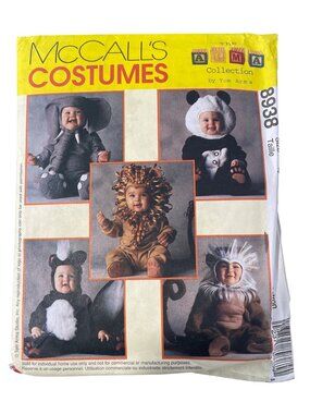 90s McCalls 8938 Toddler Costume Pattern Size 4 Lion Panda Monkey Elephant CUT